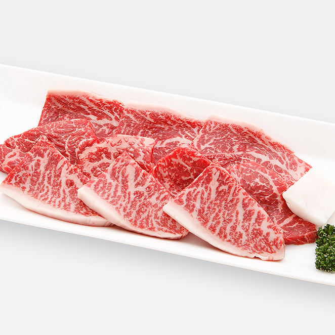 神戸牛特選焼肉赤箱霜降り厚切りスライス長皿盛り