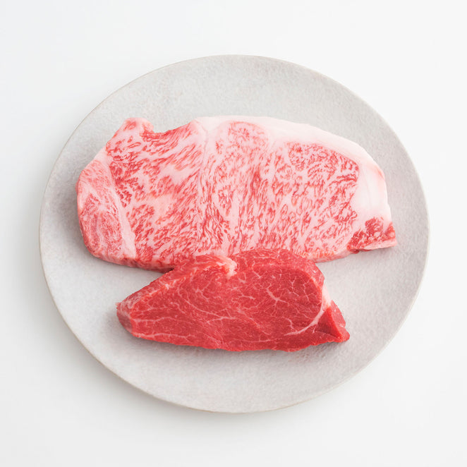 Kobe beef sirloin &amp; fillet steak set